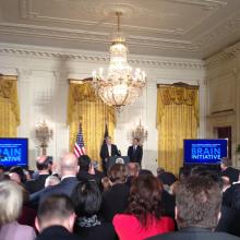President Obama with Dr. Francis Collins Announcement of BRAIN Initative