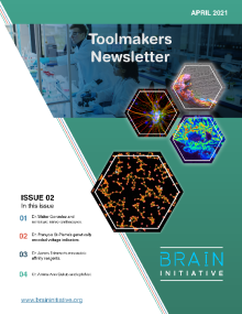 Cover of the BRAIN Initiative Alliance Toolmakers Newsletter, featuring four images