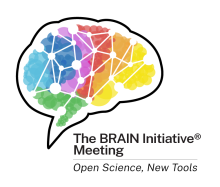 Image of a sagittal view of a brain diagram and text: &quot;The BRAIN Initiative Meeting Open Science, New Tools&quot;