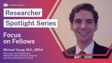 Image of Dr. Michael Young on the right framed by a researcher spotlight series banner