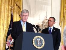 Dr. Collins introduces President Obama at the White House